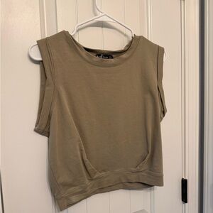 Sleeveless Khaki Green Crop Top